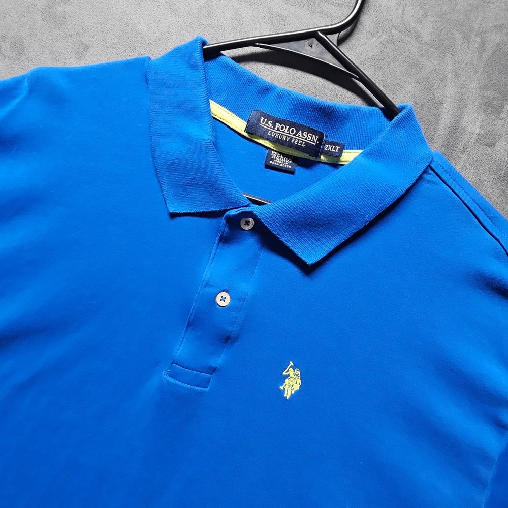 US Polo Assn Mens 2XLT Royal Blue Luxury Feel Short Sleeve Polo Shirt 23304598